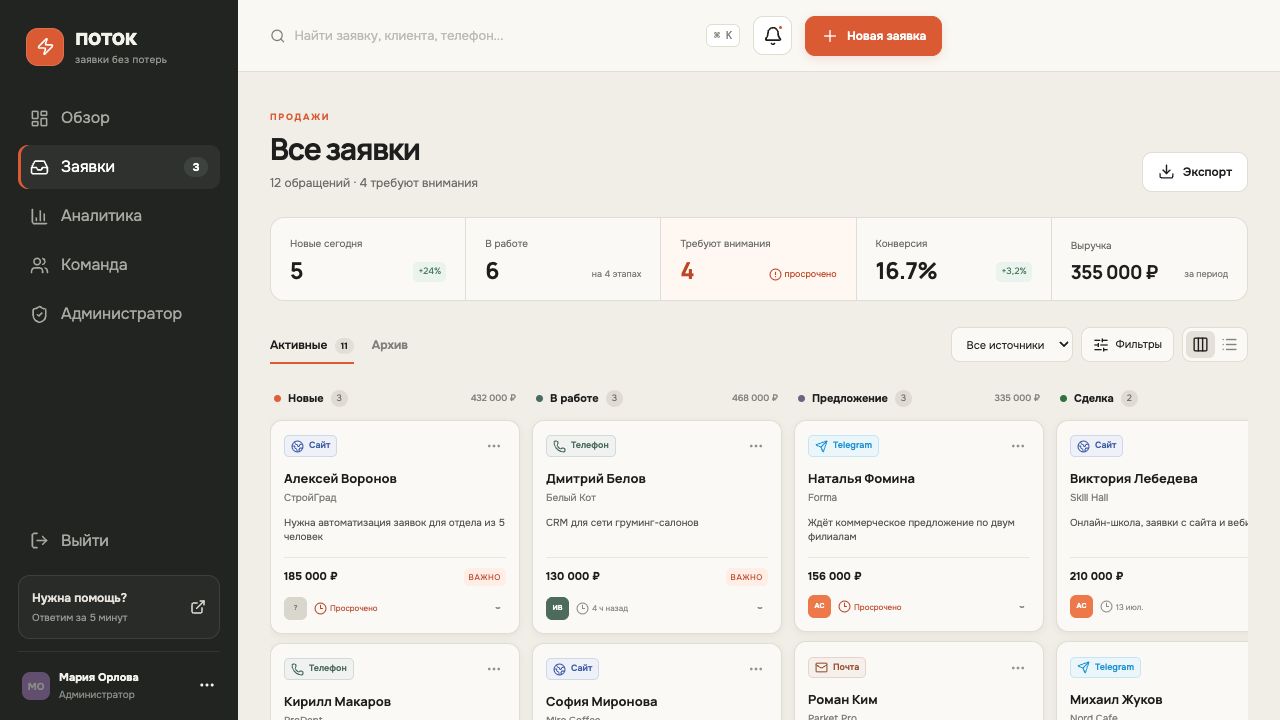 Potok — система управления рабочими процессами